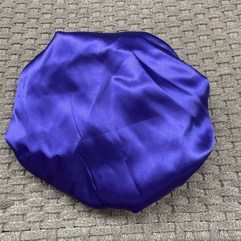Reversible Satin Sleep Bonnet – Purple – Extra Large, Elastic Fit - Picture 3 of 4